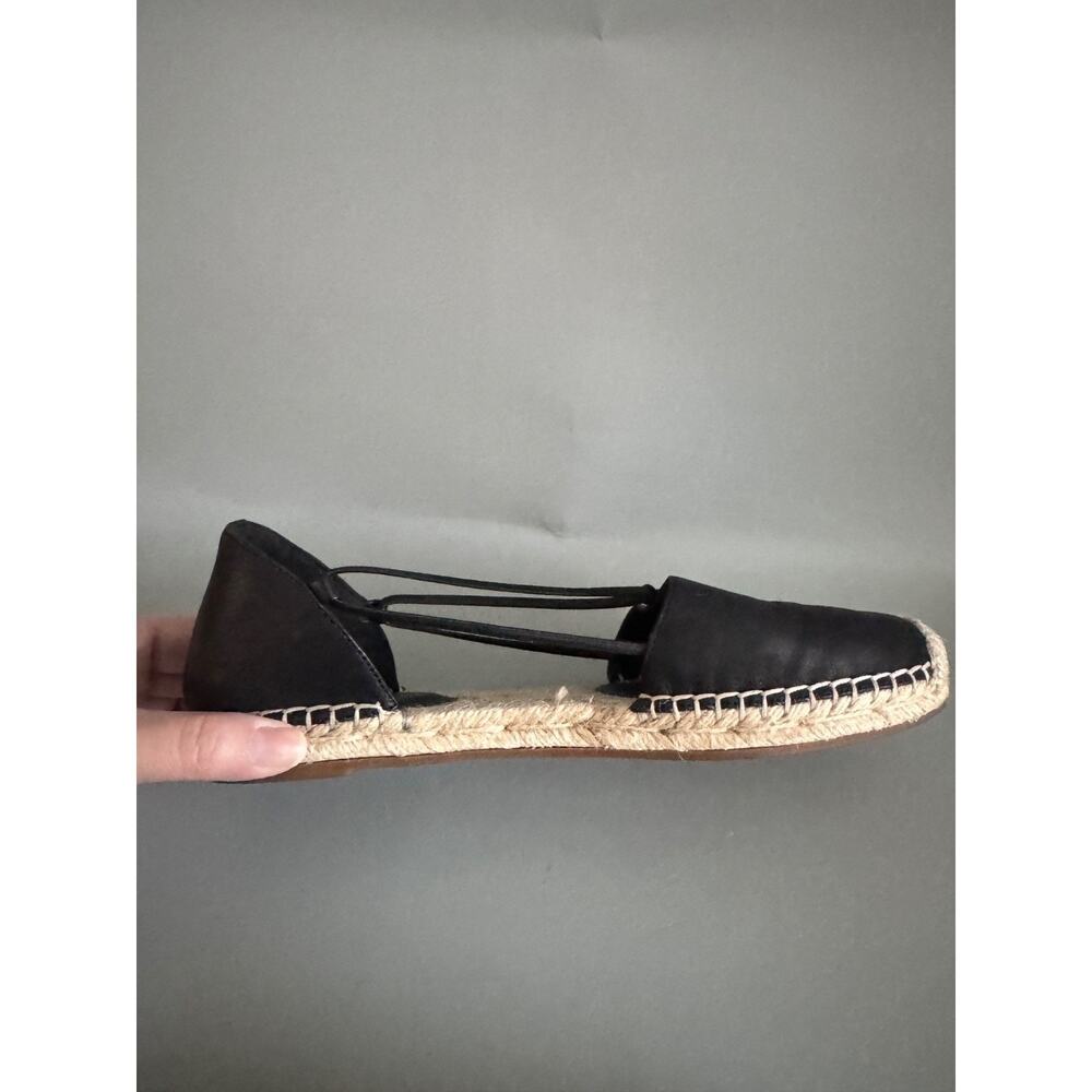 Eileen Fisher Black Leather d'Orsay Espadrille Flat Slip On Shoes - Size 8.5 - Picture 4 of 8